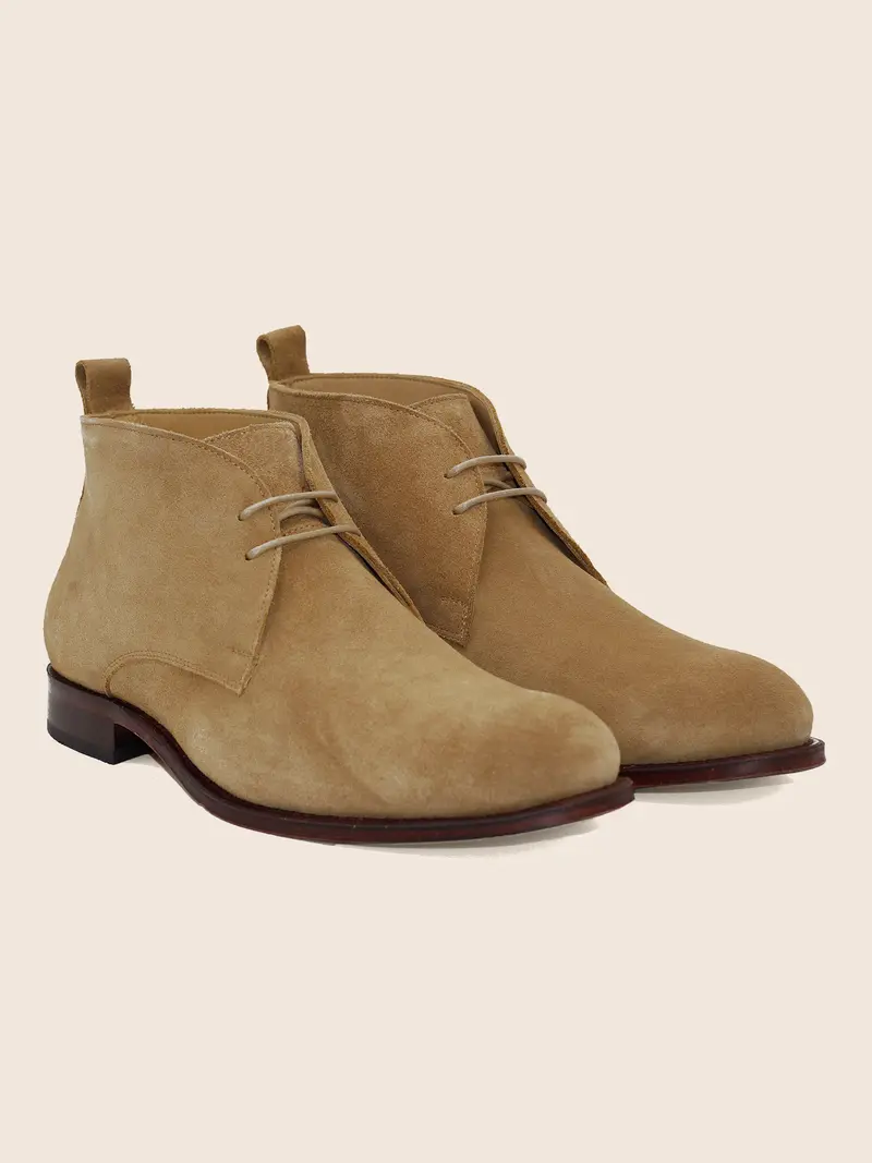 Desert boots cuir daim beige