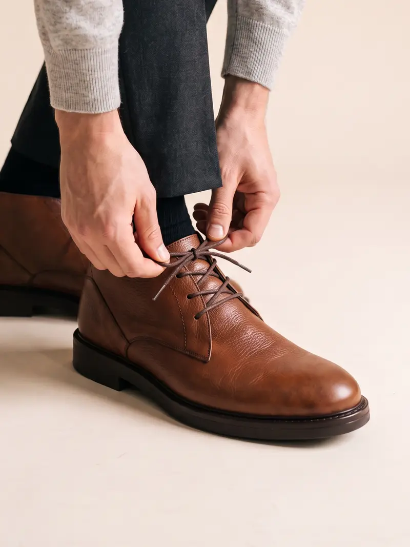 Desert boots gomme cuir grainé cognac