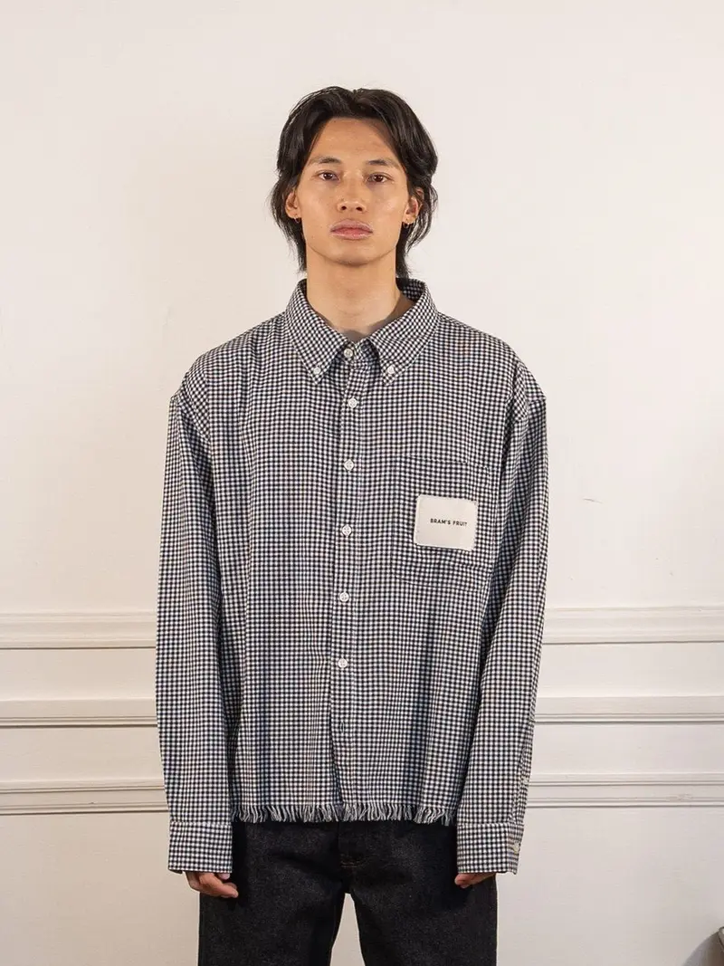 Distressed Farmer's Shirt LS - Black