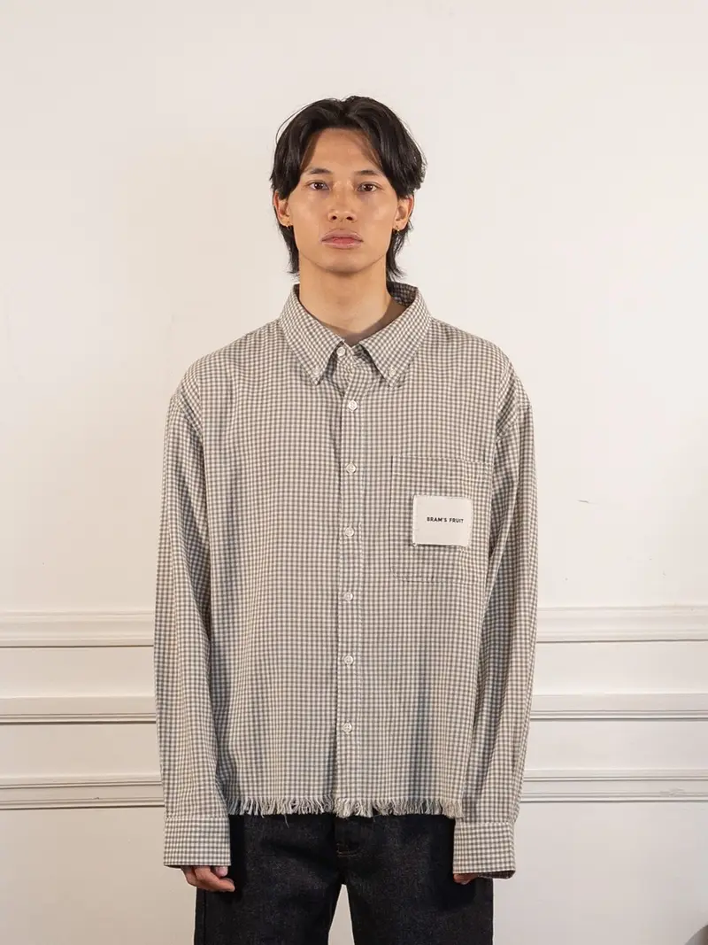 Distressed Farmer's Shirt LS - Olive Green