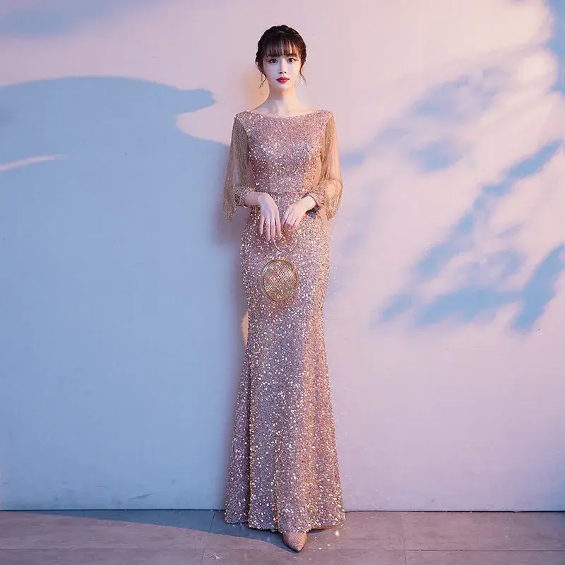 DongCMY-Robe de soirée à sequins pour femme, tenue de soirée élégante et formelle, style sirène, maxi batterie, de luxe