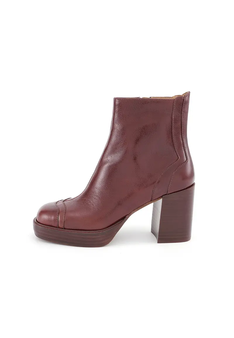 DONNA - Bottines à Plateforme en Cuir Marron