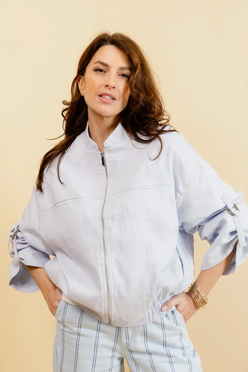 DOROTA - Veste Aviateur en Tencel Ciel