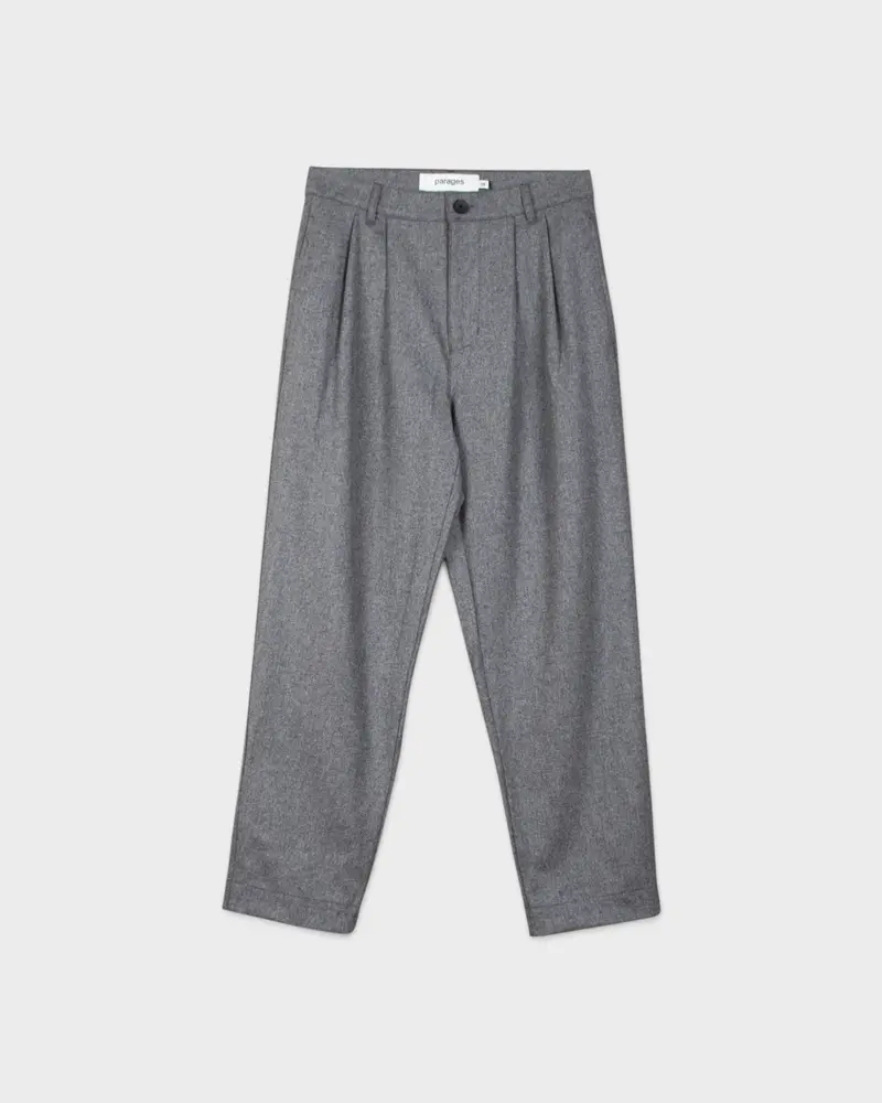 Double Pleats Flannel Pants Grey Mel