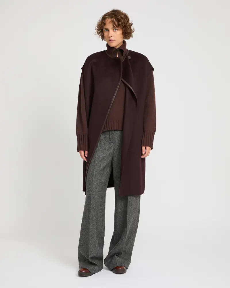 Double-sided cashmere-blend belted cape