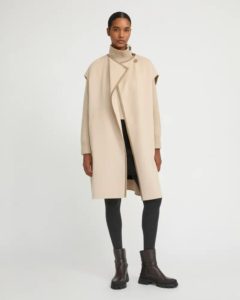 Double-sided cashmere-blend belted cape