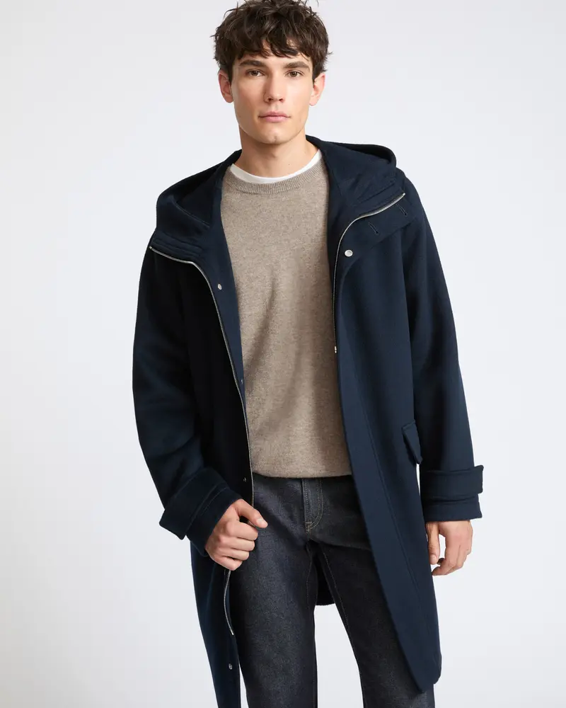 Double-sided cashmere hooded coat