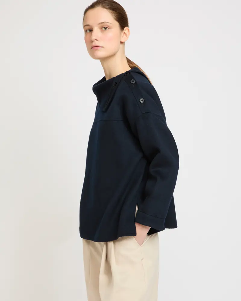 Double-sided funnel neck blouse