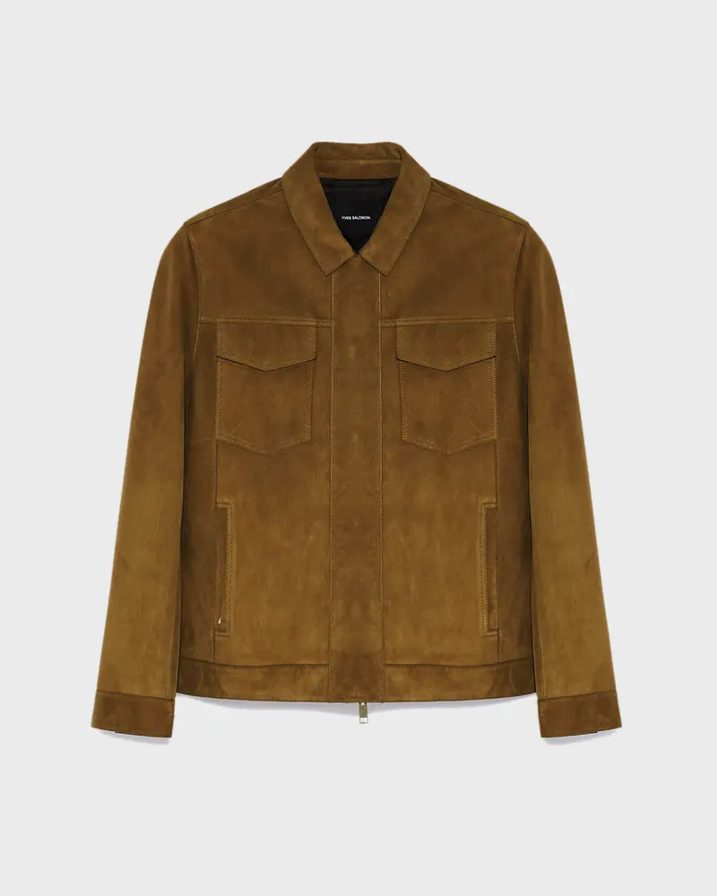 Double-sided velour leather jacket with nappa reverse