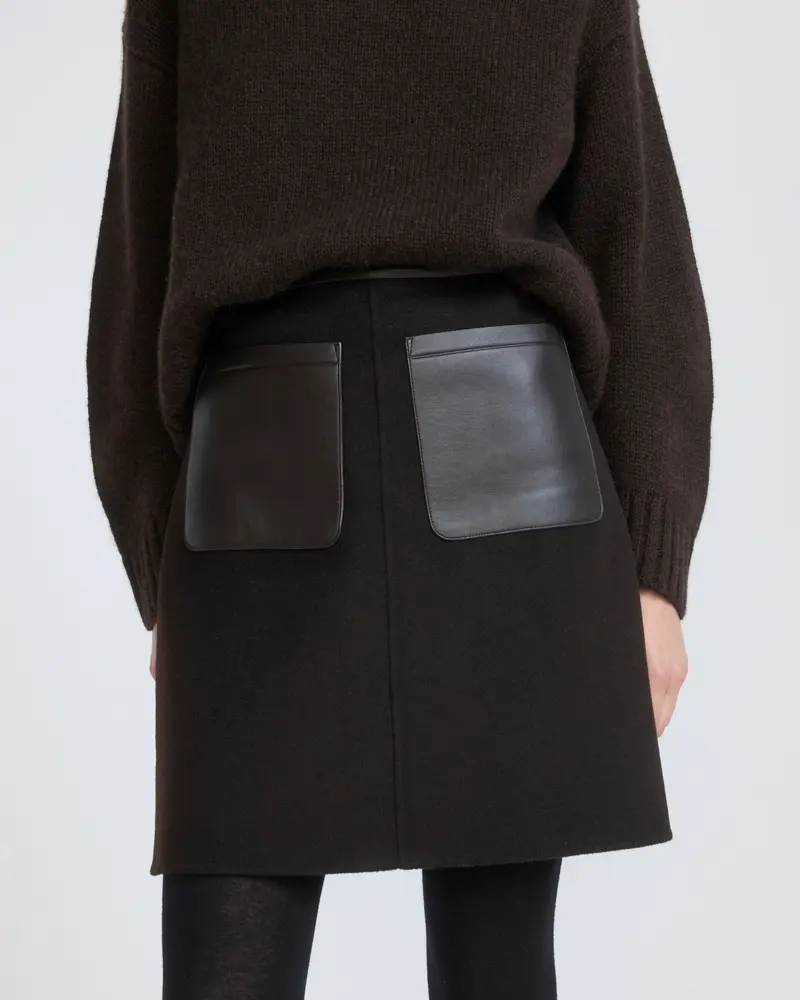 Double-sided wool and cashmere skirt