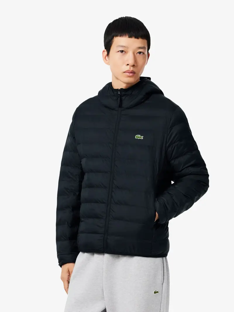 Doudoune à capuche déperlante Lacoste noire