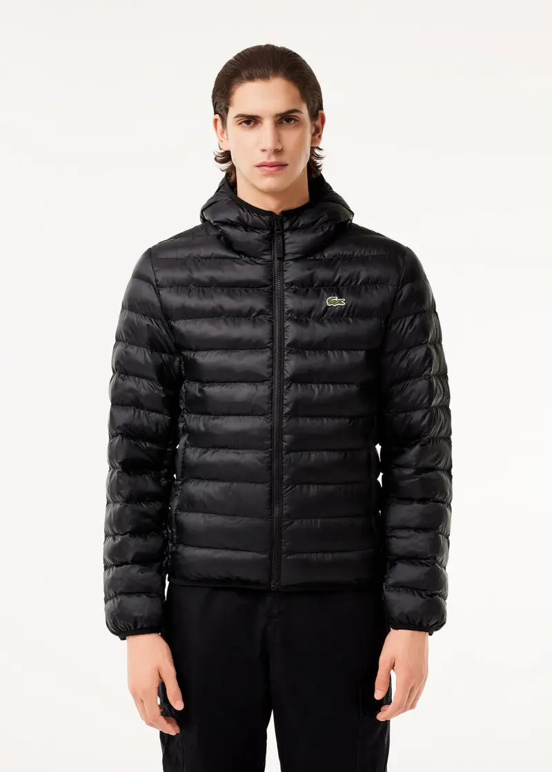 Doudoune à capuche Lacoste noire