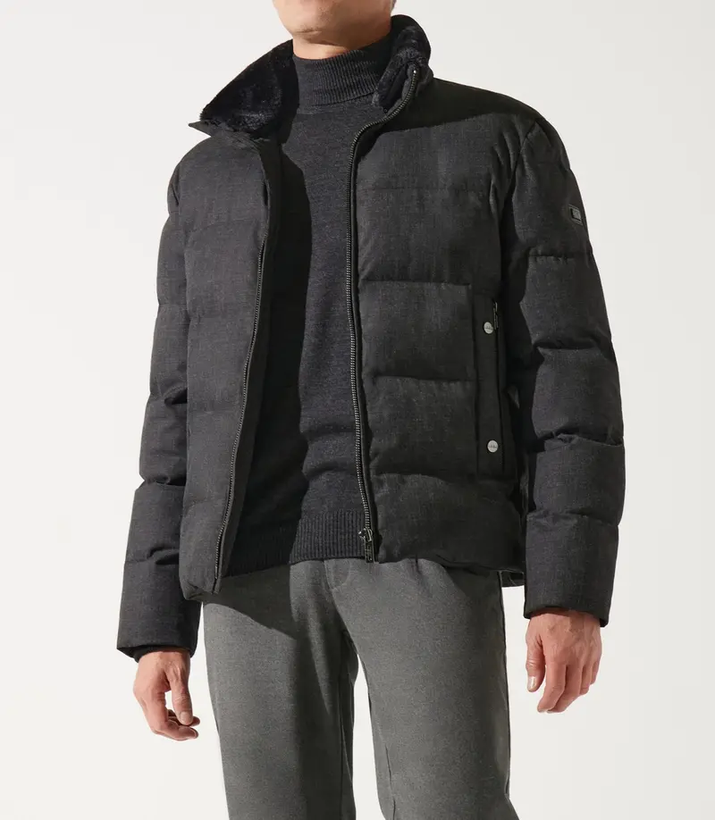 Doudoune col montant matelasse anthracite MAJORQUE