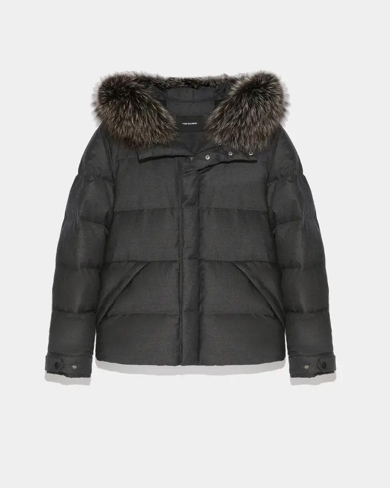 Doudoune en tissu imperméable et fourrure de renard