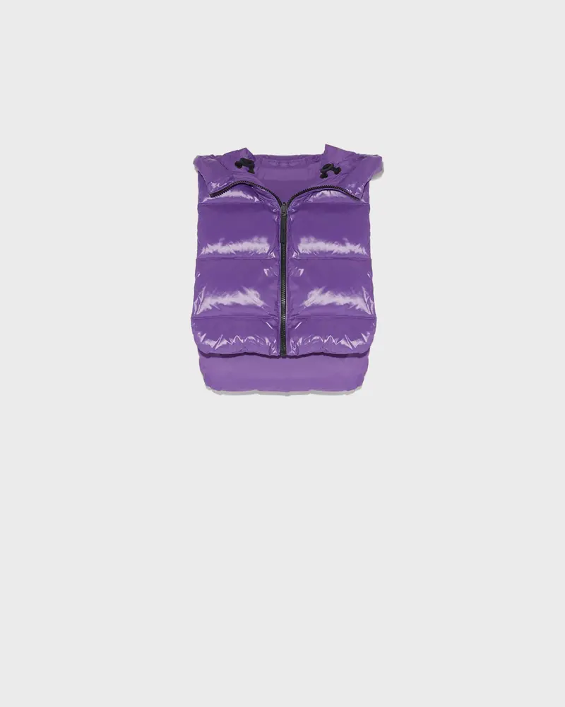 Doudoune plastron réversible en tissu technique déperlant mat et brillant