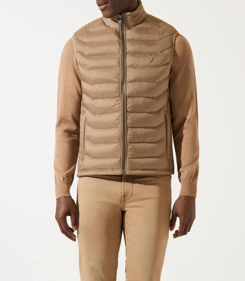 Doudoune sans manche à col montant beige MIDORIBT