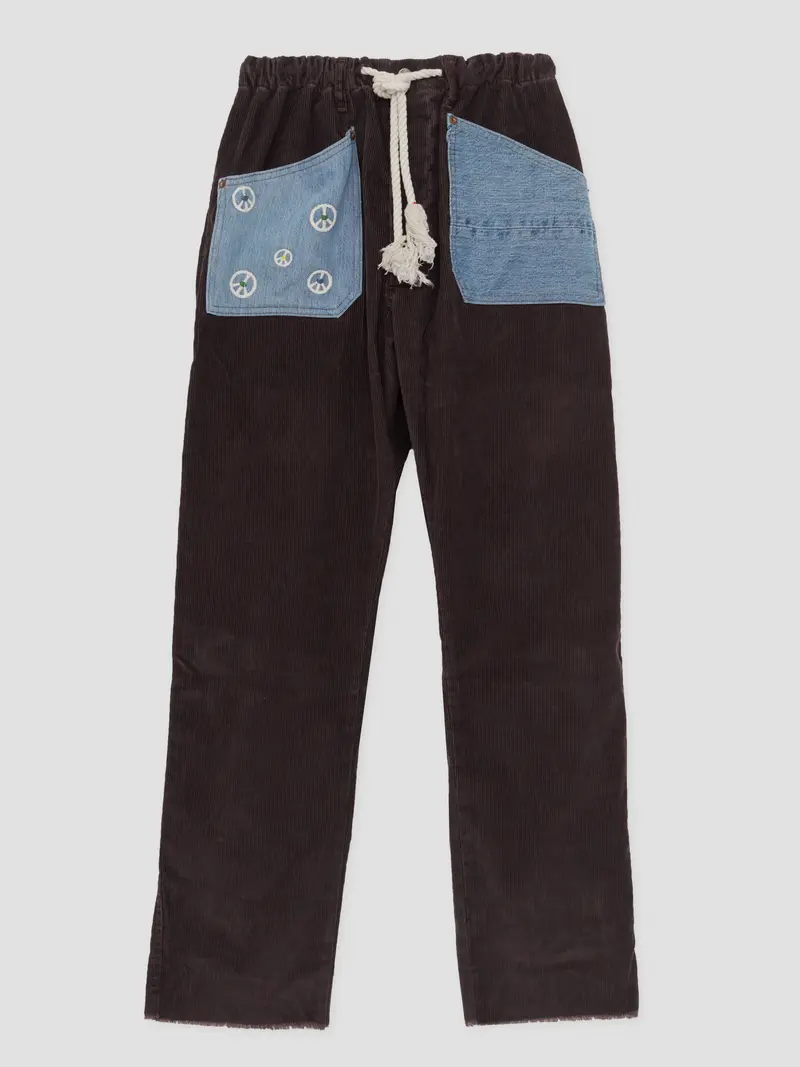 Dr Collectors P38 Peace & Recycle Denim Pocket Pants Brown Corduroy