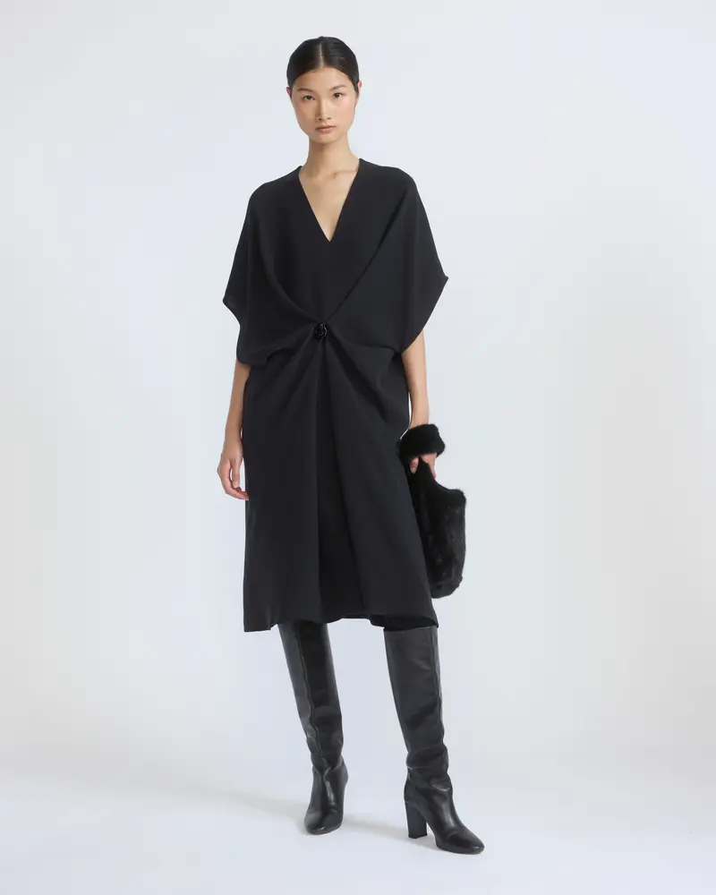 Draped dress in silk crepe