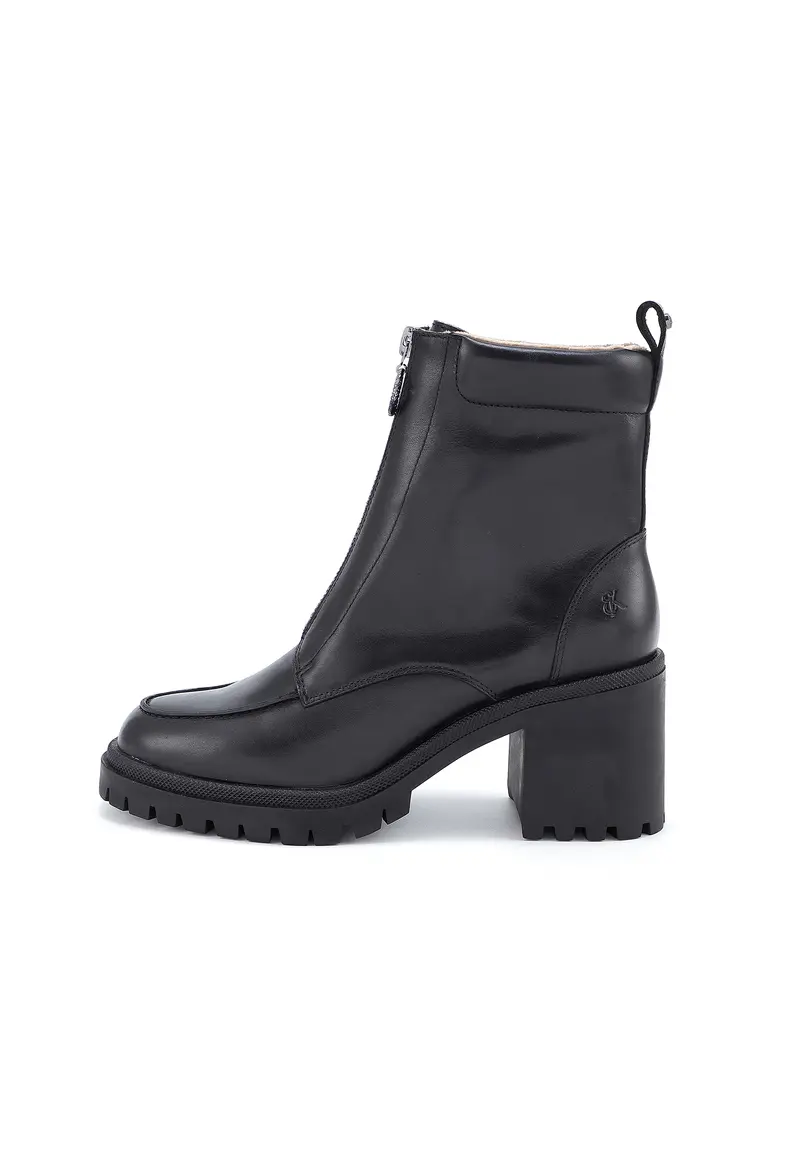 DRAYCE - Bottines Fermeture Éclair en Cuir Noir Lisse