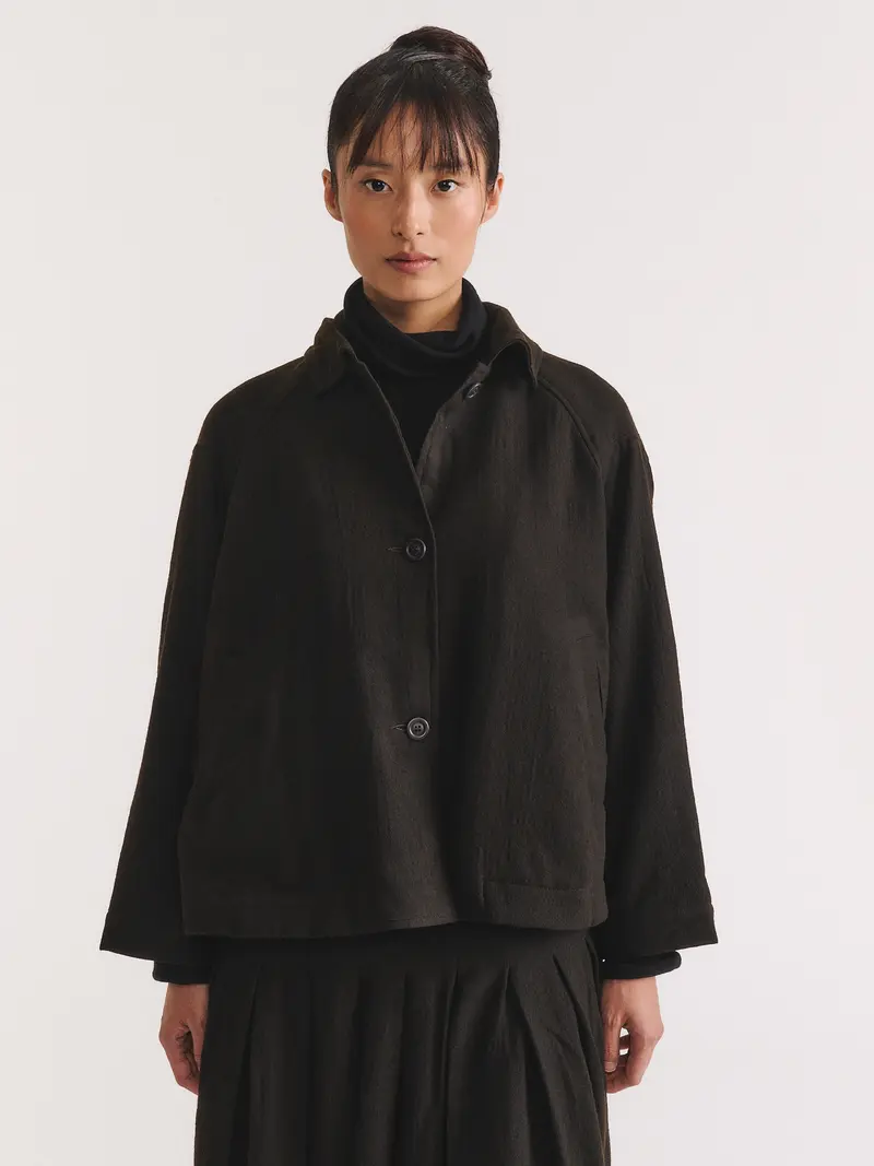 DRAYS JACKET - OPEN WEAVE - DARK BROWN