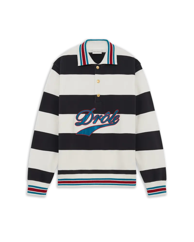 Drôle Embroidered Stripes Polo