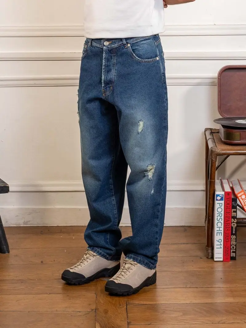 drs denim pant - distressed denim