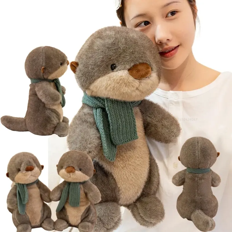 Écharpe de Simulation d'animaux de loutre, 26/40cm, poupées douces, oreiller, jouets, décoration de bureau, de maison, cadeaux d'anniversaire et de noël amusants pour bébé, nouvelle collection