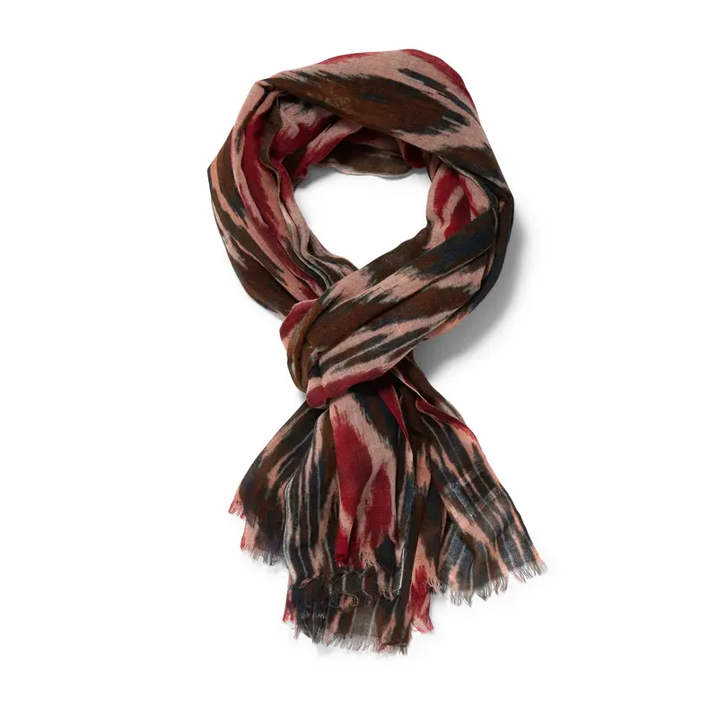 Écharpe en laine à motifs marron / rouge