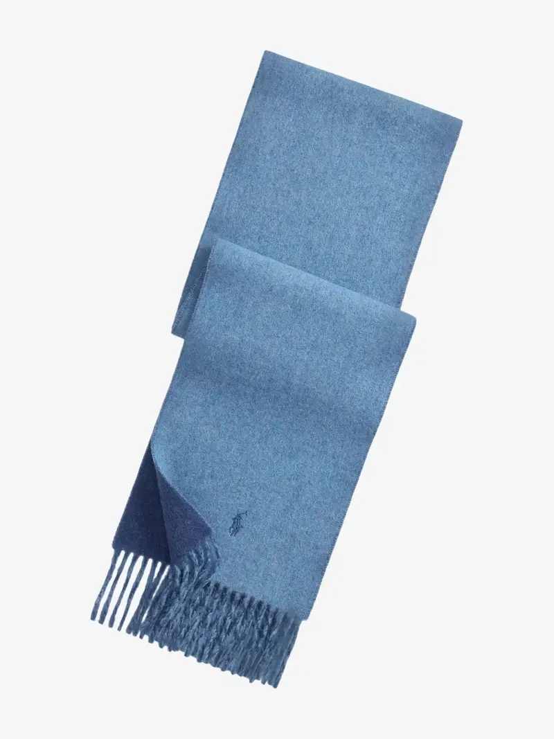 Écharpe réversible Ralph Lauren bleu en laine
