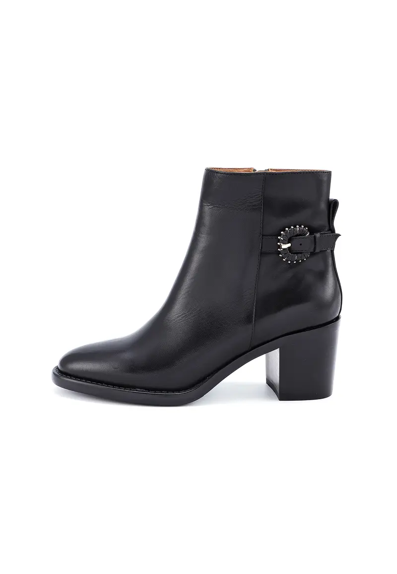 EDELINE - Bottines à Talon et sangle Bijou Noir