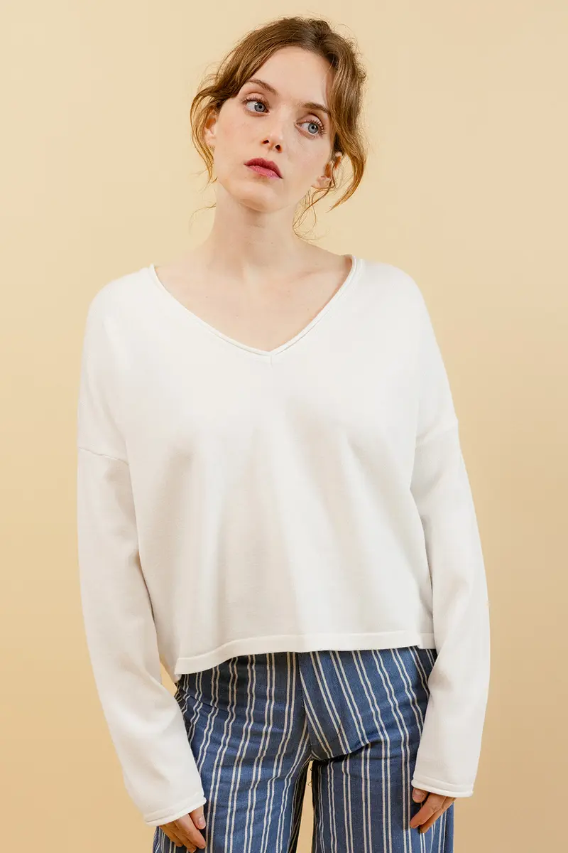 ELISABETH - Pull Écru Fin Femme