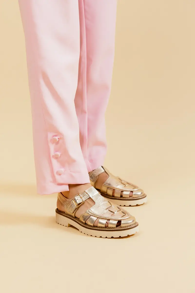 ELOISE - Sandales en cuir Doré/Platine