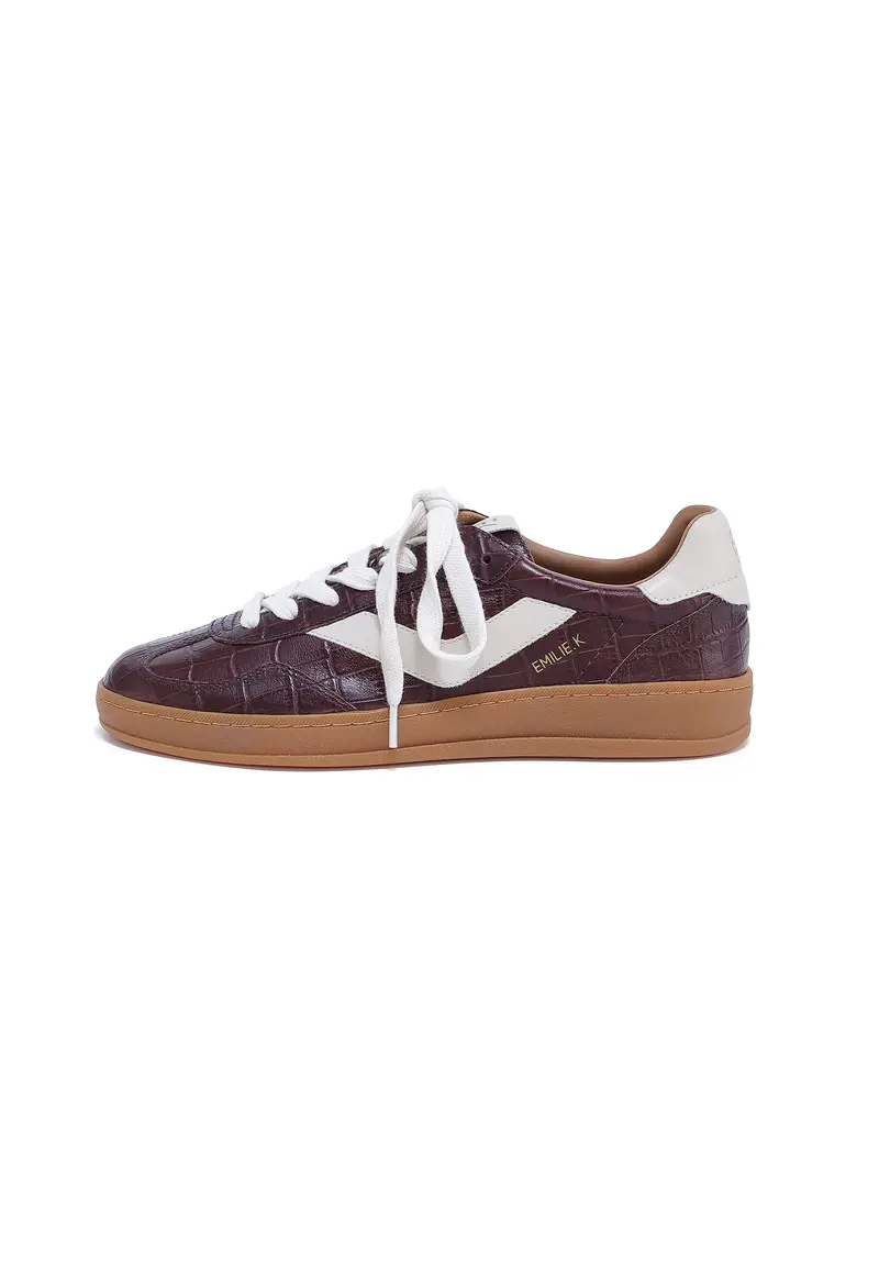ELVA - Baskets en Cuir Croco Marron