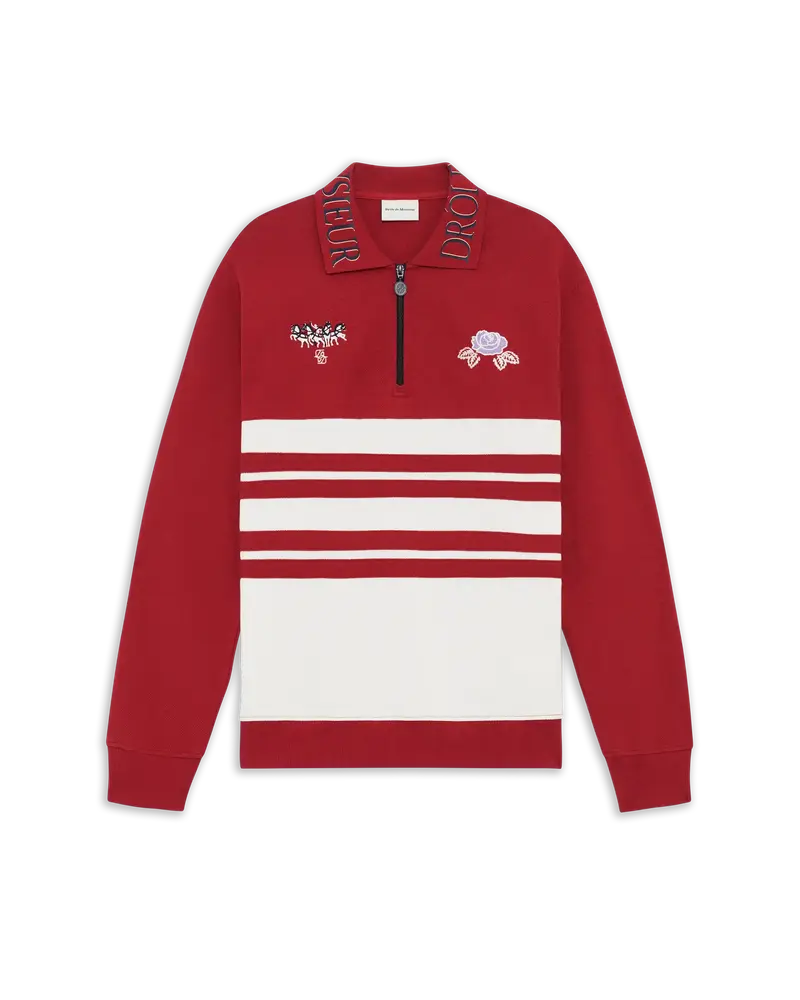 Embroidered and Print Longsleeve Piqué Polo