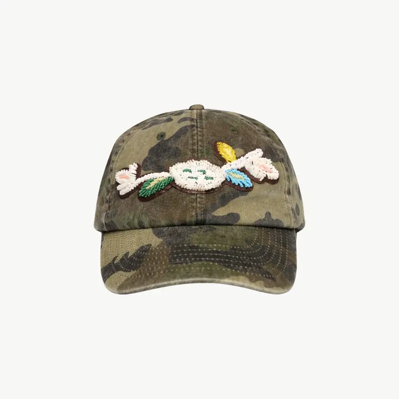 Embroidered Botanical Camo Cap