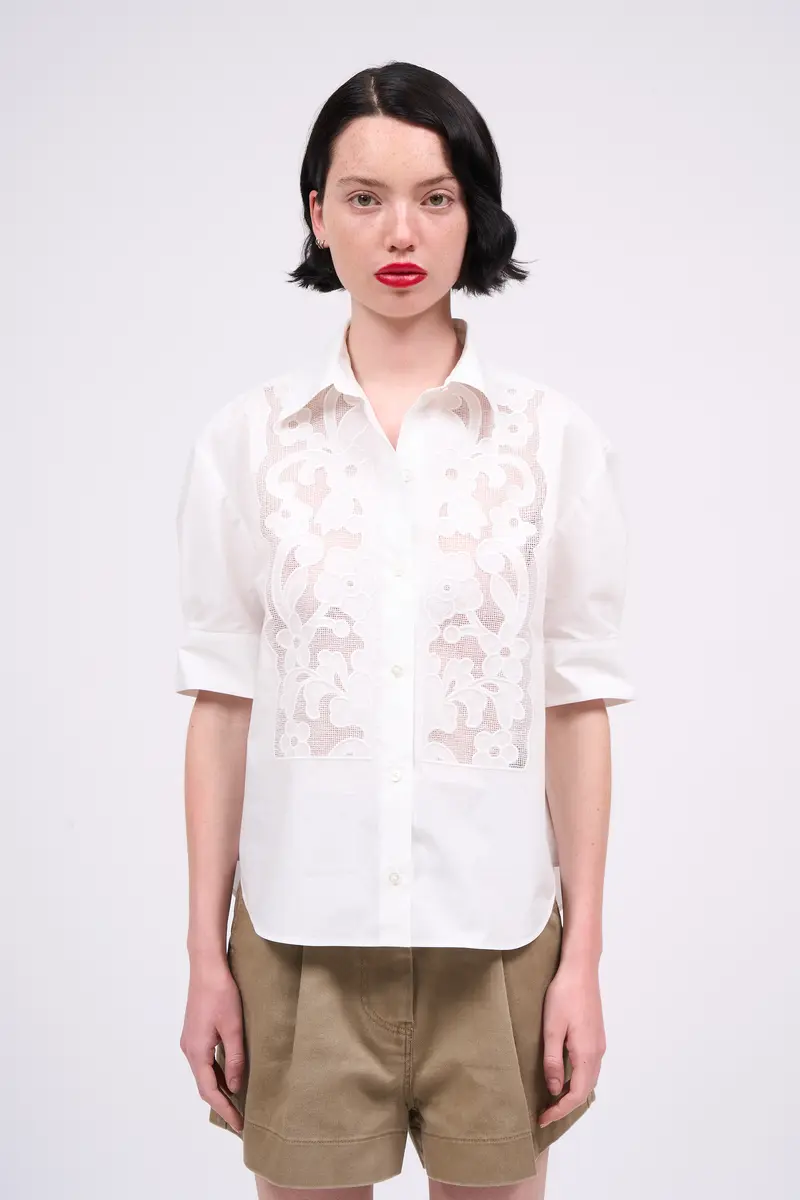 Embroidered cotton poplin shirt FLORIANE