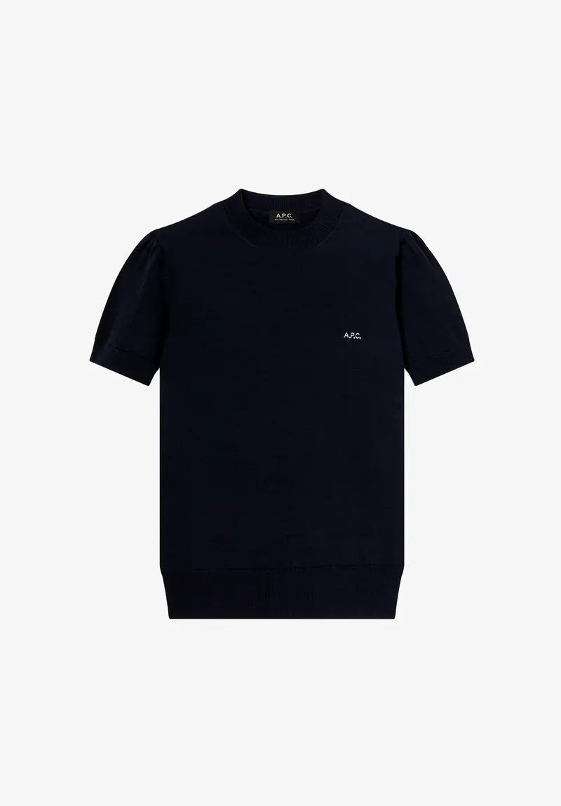 Eng anliegender marineblauer Pullover aus Merinowolle