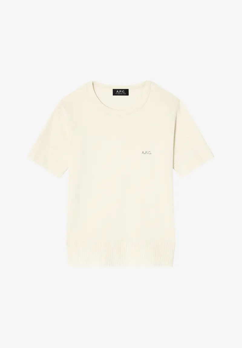 Eng anliegendes ecrufarbenes T-Shirt mit A.P.C.-Mikrologo
