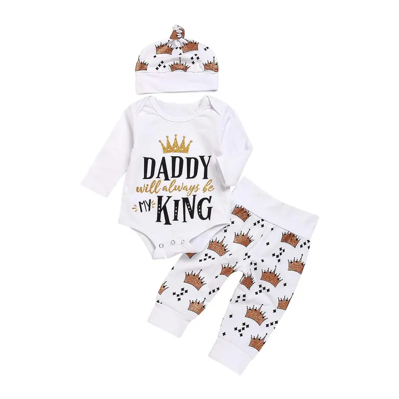 Ensemble bébé garçon avec body et pantalon motif couronne
