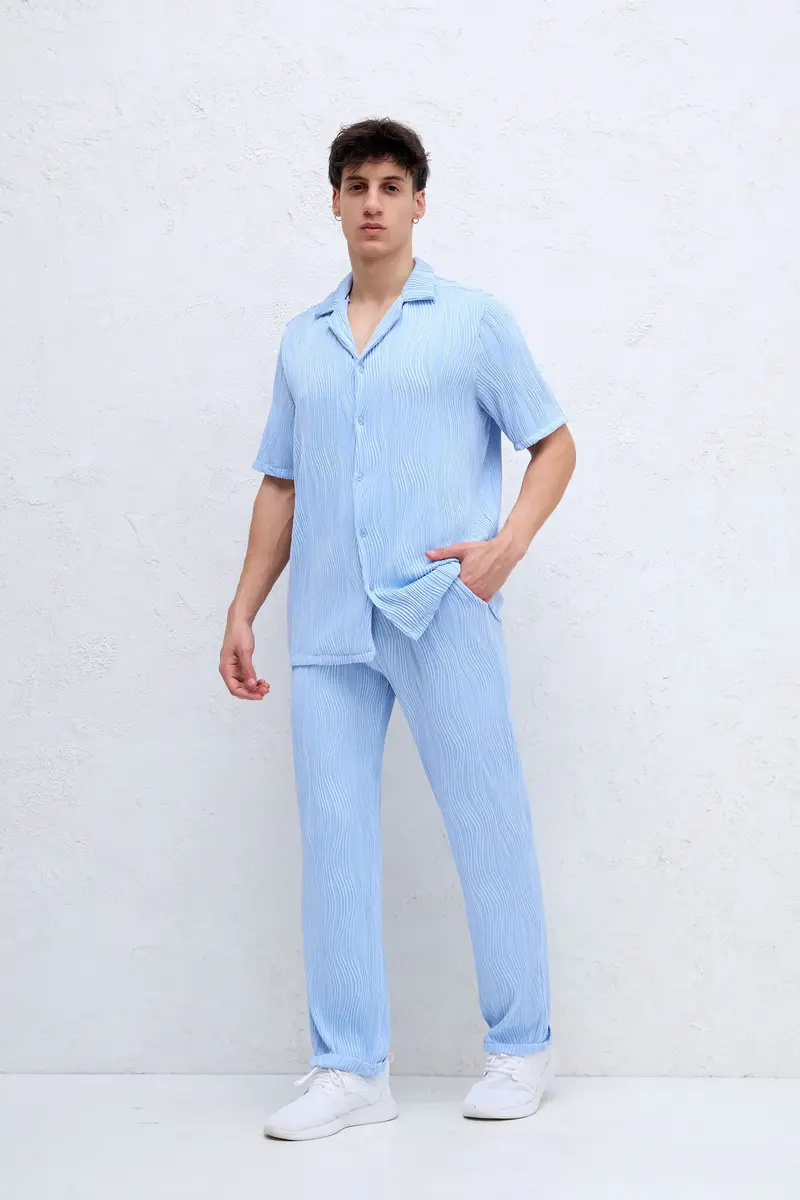 Ensemble Ciel ondulé Chemise et Pantalon Ciel