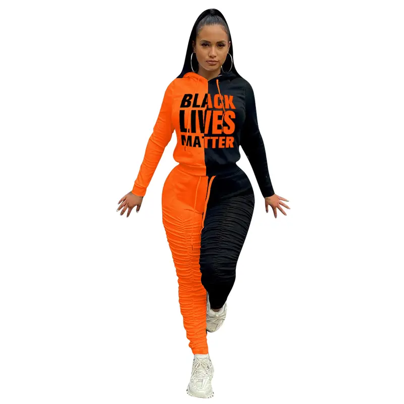 Ensemble de sport épais imprimé avec pantalon plissé