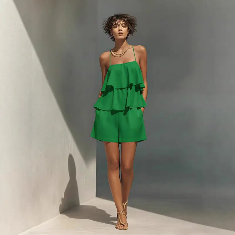Ensemble femme avec débardeur ample à volants et short