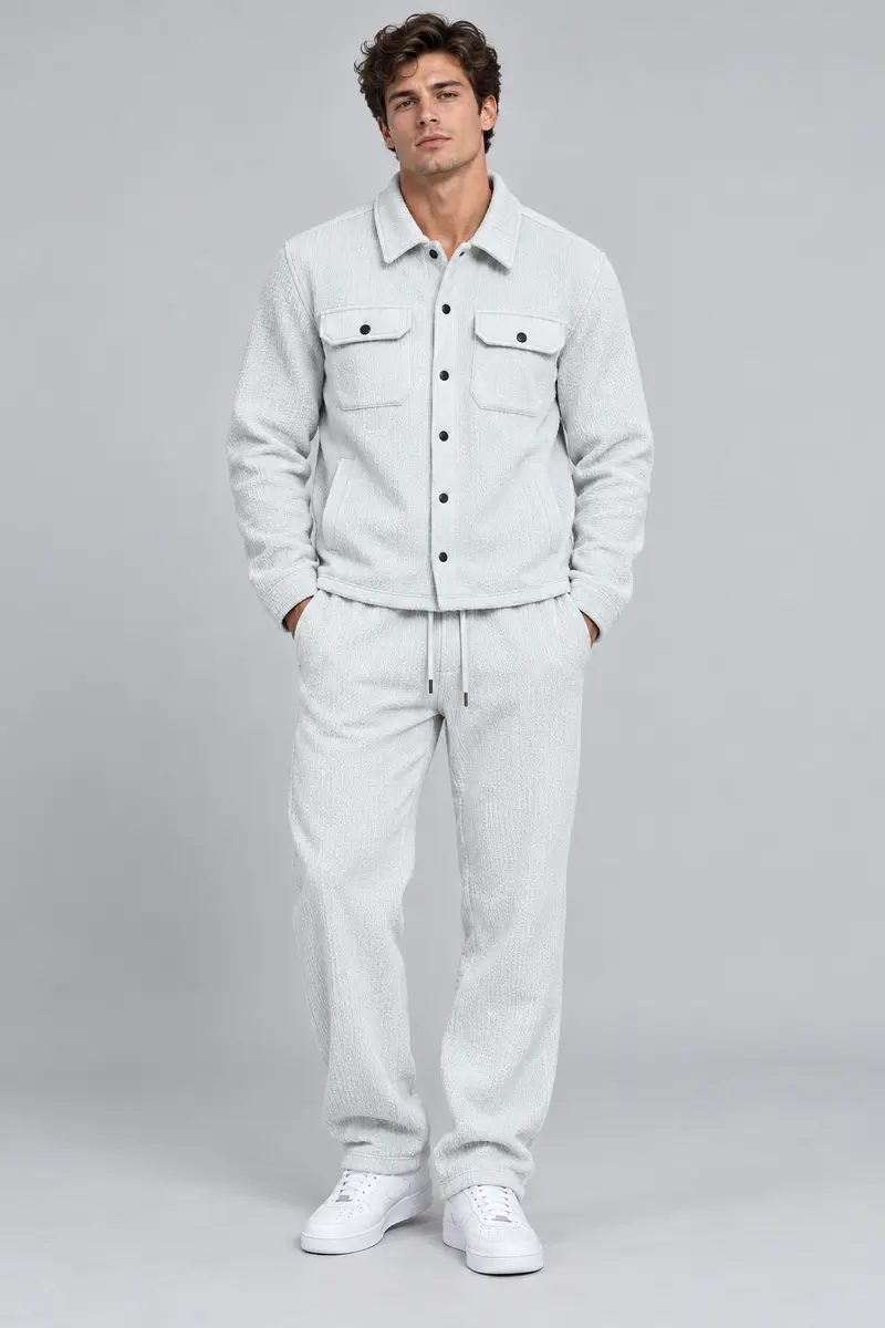 Ensemble homme blanc texturé Veste et pantalon