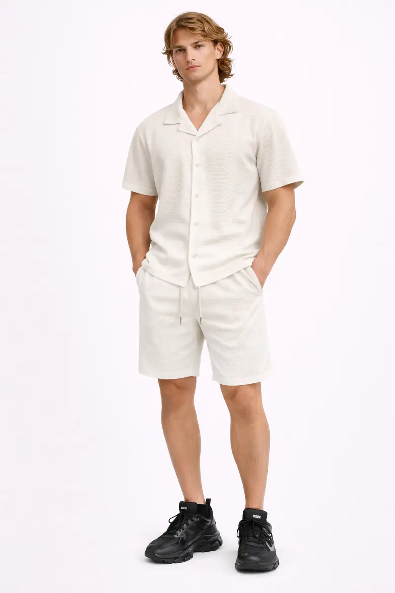 Ensemble Homme Été Chemise manche courte et Short Beige