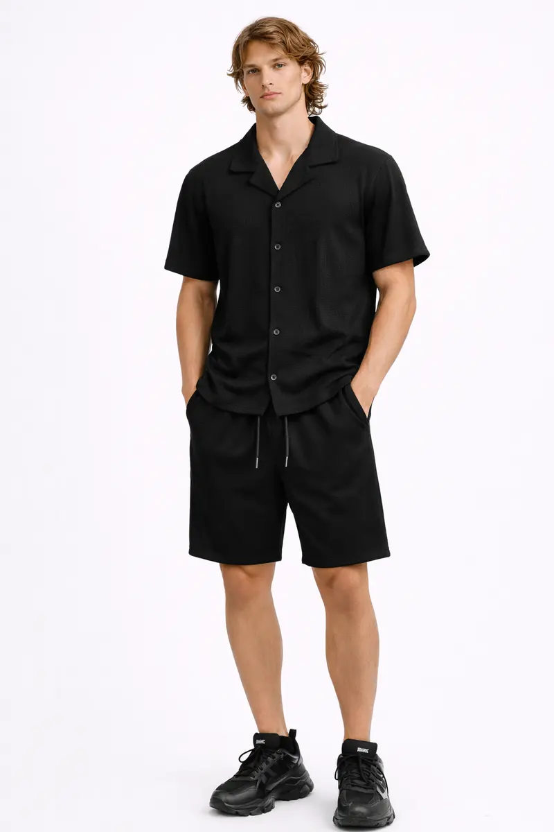 Ensemble Homme Été Chemise manche courte et Short Noir