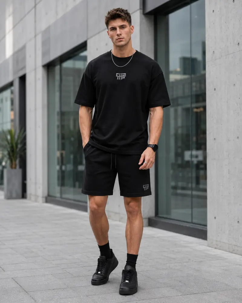 Ensemble homme noir t-shirt short