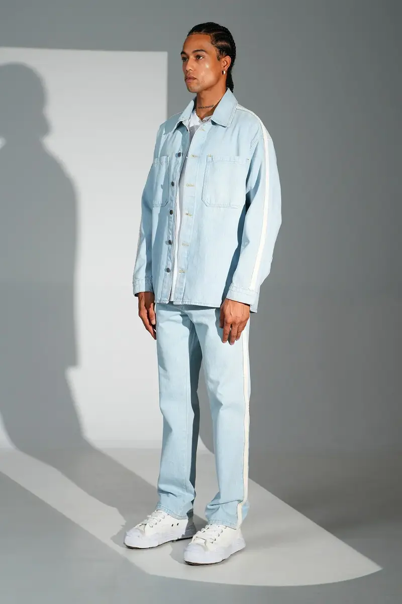 Ensemble Jean Homme Bleu Clair avec Bandes Latérales