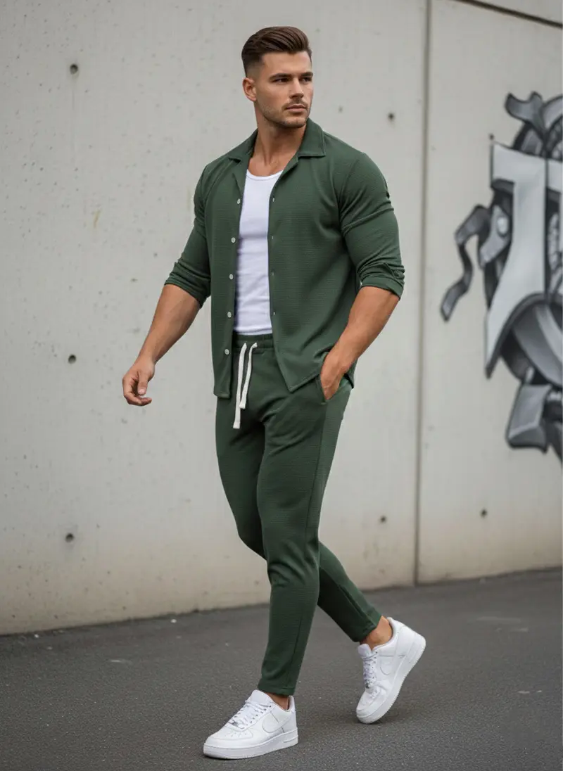 Ensemble pantalon chemise homme Vert