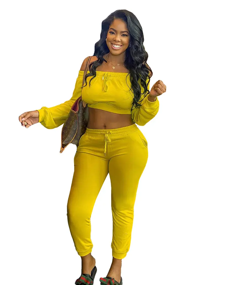 Ensemble running à taille élastique, haut et pantalon ajusté