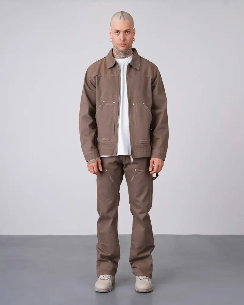 Ensemble Workwear Marron – Veste Denim & Jean Flare Carpenter